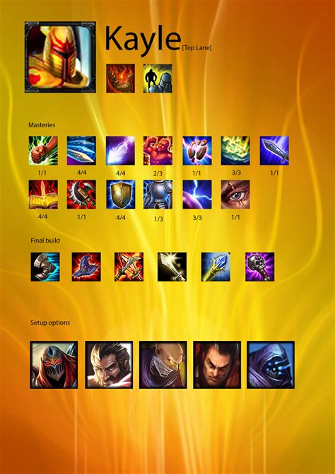 League of Legends S12 Kayle Top Build Guide Season 12 Build Guides League of Legends S12 Kayle Top Build Guide Published 10 jan 2022 By Cthulhu 0 Find out all you need to know to build Kayle Top. . Kayle top build